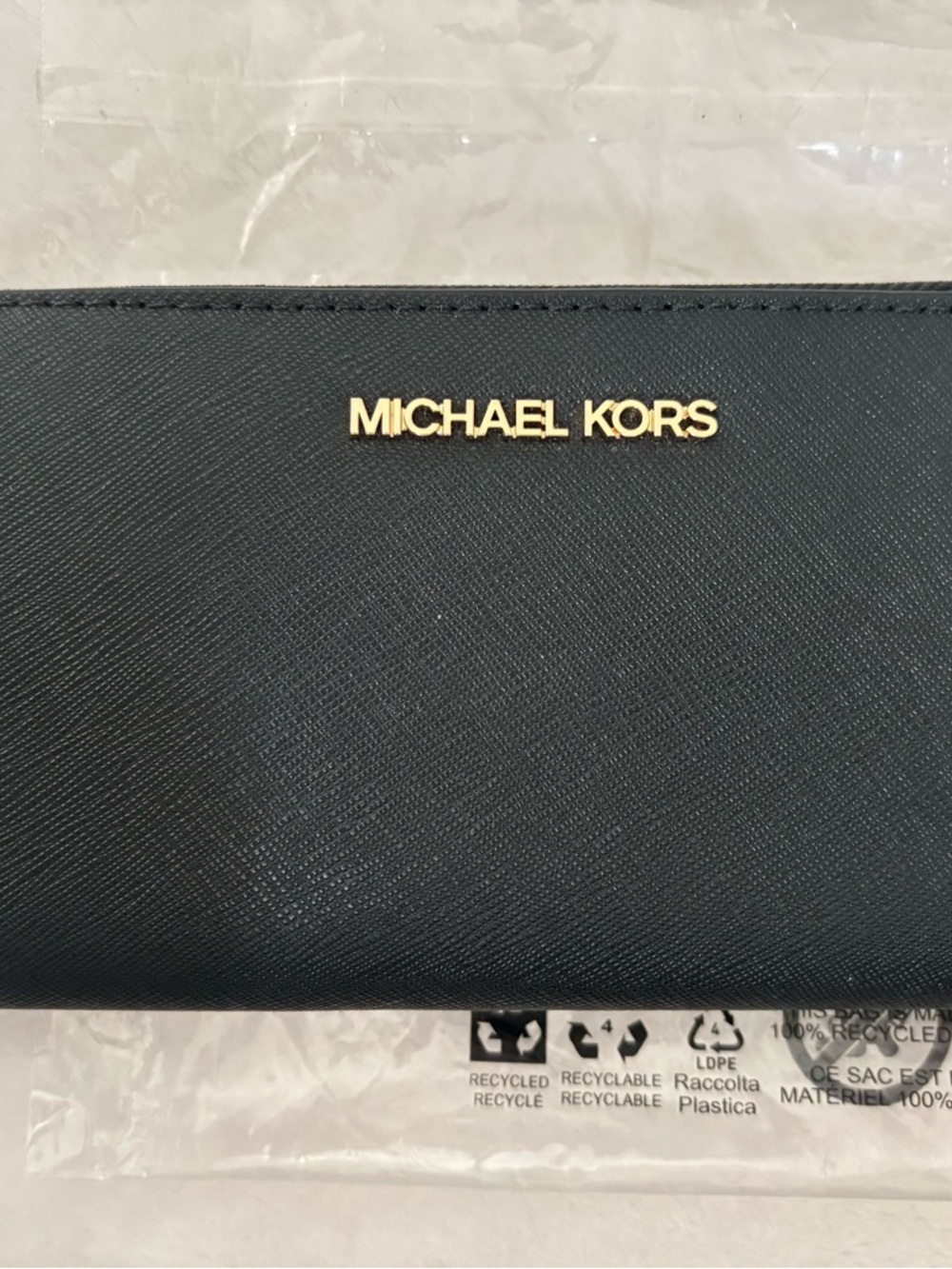 Michael Kors Black Wallet with Gold Logo Plaque